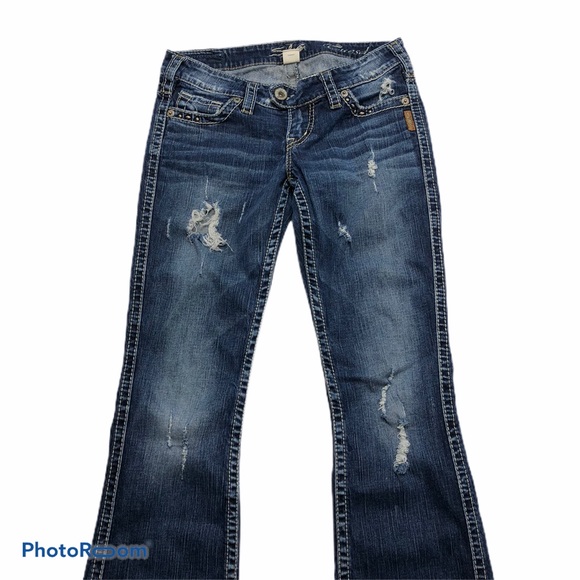 Silver Jeans Tuesday Distressed Boot Cut Jeans - Picture 3 of 8